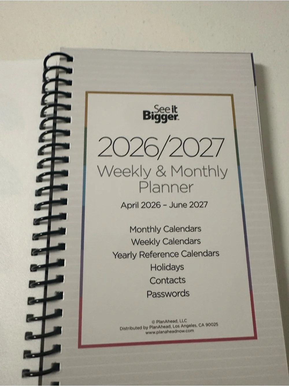 Spiral-Bound Monthly & Weekly Planner - White with Black Numerals
